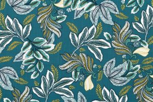 Tissu bleu canard motif