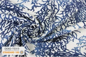 Tissu bleu motif
