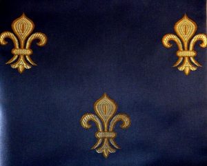 Tissu bleu roi fleur de lys